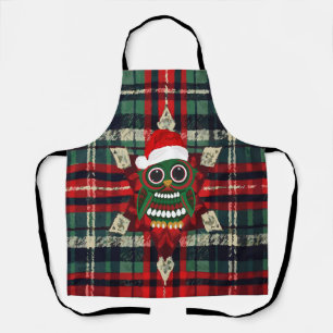 Funny Christmas Owl Plaid Festive Holiday Baking Apron