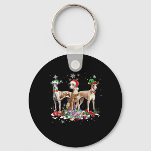 Funny Christmas Pajama Dog Whippet Dog Key Ring