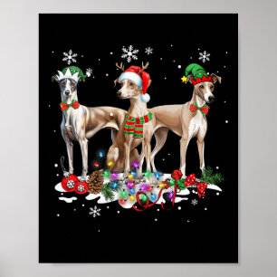 Funny Christmas Pajama Dog Whippet Dog  Poster