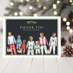 Funny Christmas Pajama Family Thank You Card