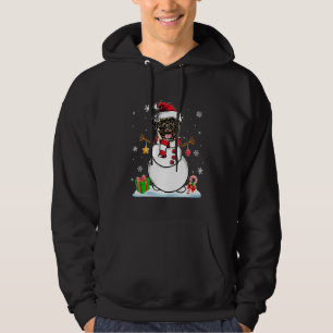Funny Christmas Pajama Pug Dog Santa Snowman Hoodie