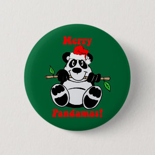Funny Christmas Panda Bear 6 Cm Round Badge