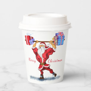 Funny Christmas Paper Cups Santa with Gift