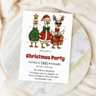 Funny Christmas Party Invitation Festive Ducks