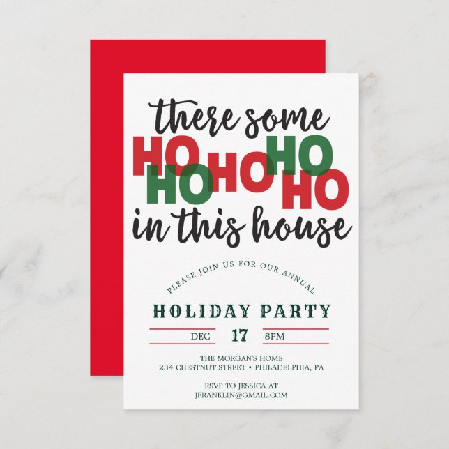 Funny Christmas Party Invitation Ho's Open House (Front/Back)
