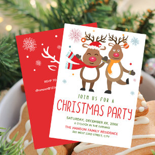 Funny Christmas Party Invitation Reindeer