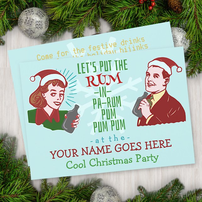 Funny Christmas Party Retro Rum Adult Holiday v2 Invitation (Creator Uploaded)