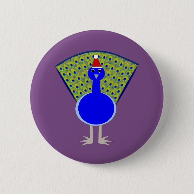 Funny Christmas Peacock 6 Cm Round Badge (Front)