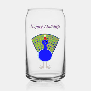 Funny Christmas Peacock Custom Can Glass
