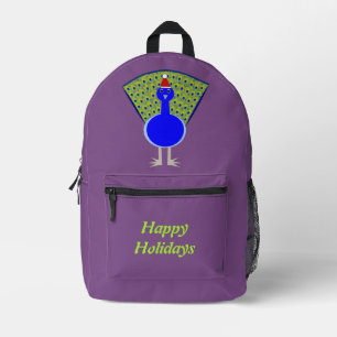 Funny Christmas Peacock Custom Printed Backpack