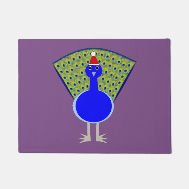 Funny Christmas Peacock Doormat (Front)