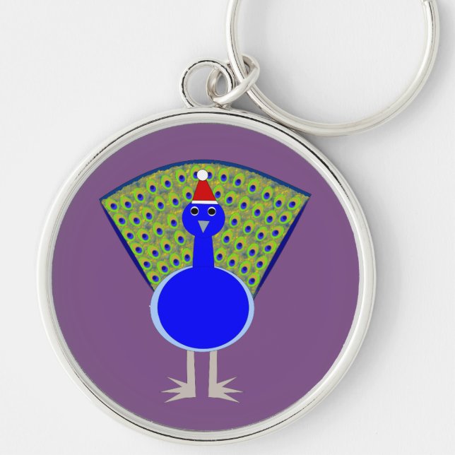 Funny Christmas Peacock Key Ring (Front)