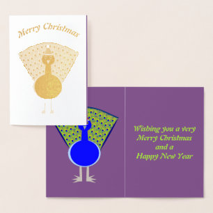 Funny Christmas Peacock Personalised Foil Card