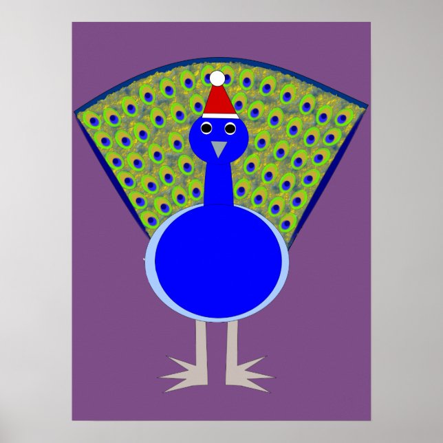 Funny Christmas Peacock Poster (Front)
