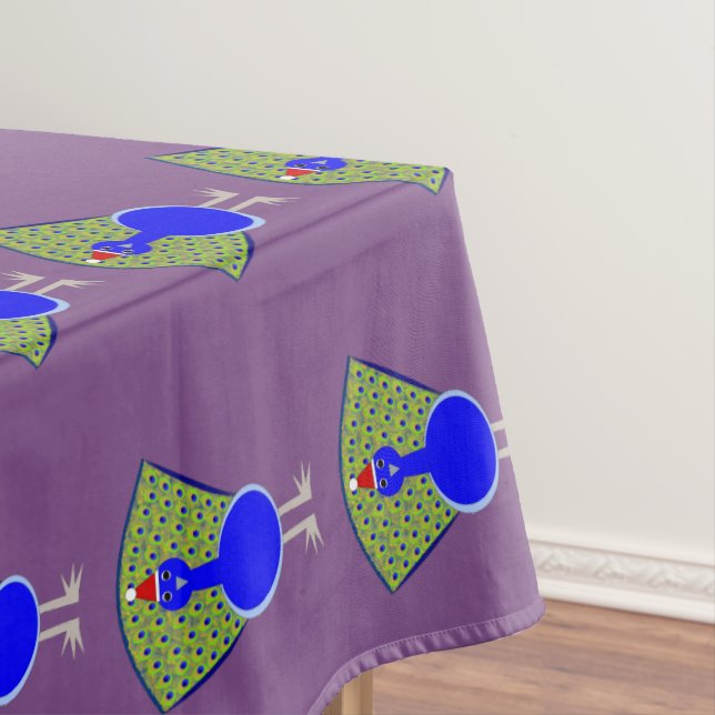 Funny Christmas Peacock Tablecloth (In Situ)