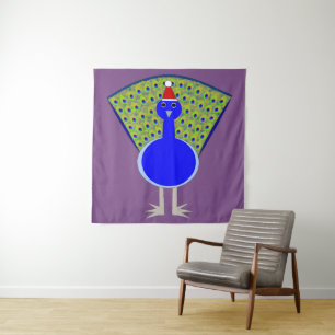 Funny Christmas Peacock Tapestry