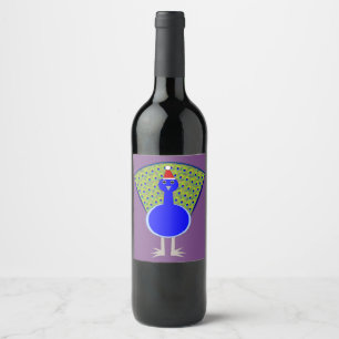 Funny Christmas Peacock Wine Label