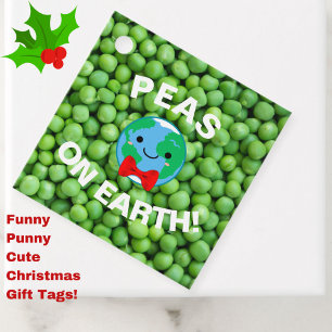 Funny Christmas "Peas on Earth" Punny Cute Favour Tags