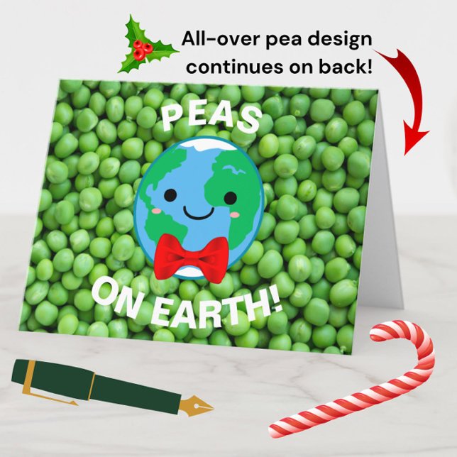 Funny Christmas "Peas on Earth" Punny Modern Cute Holiday Card (Available as an instant download e-card, or in physical form. Happy holidays! )