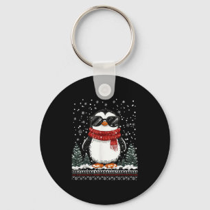 Funny Christmas Penguin With Sungles Ugly Christma Key Ring
