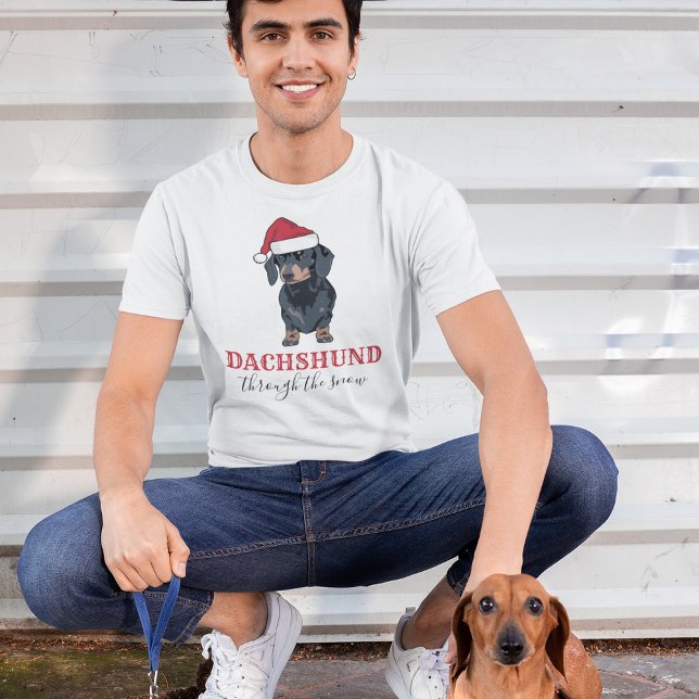Funny Christmas Pet | Dachshund Through The Snow T T-Shirt (Creator Uploaded)