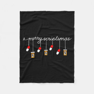 Funny Christmas Pharmacy Phrase Merry Scriptsmas C Fleece Blanket