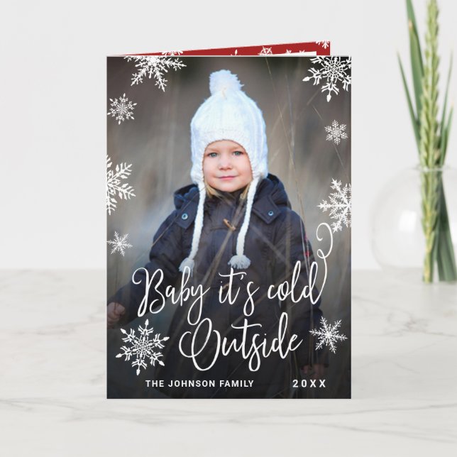 Funny Christmas PHOTO Baby It's Cold Outside Holiday Card (Front)