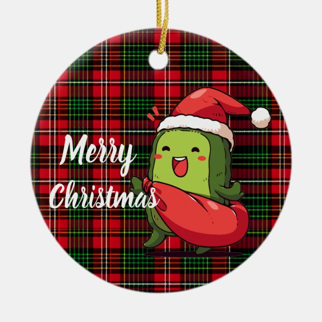 Funny Christmas Pickle Ceramic Tree Decoration (Front)