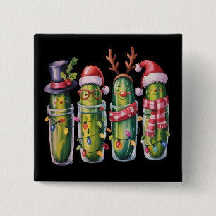 Funny Christmas Pickle Pickles Holiday Cucumber  15 Cm Square Badge