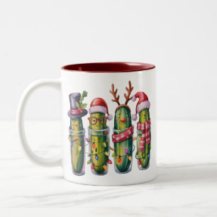 Funny Christmas Pickle Pickles Holiday Cucumber Two-Tone Coffee Mug