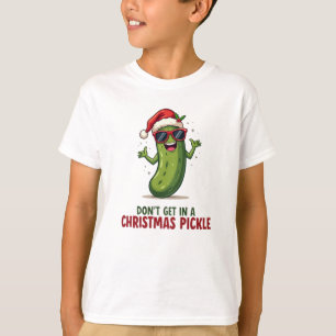 Funny Christmas Pickle with Santa Hat T-Shirt