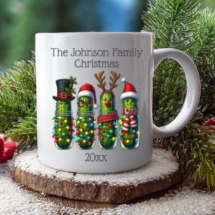 Funny Christmas Pickles Family Name Coffee Mug