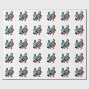 Funny Christmas Pigeons Holiday Birds Wrapping Paper