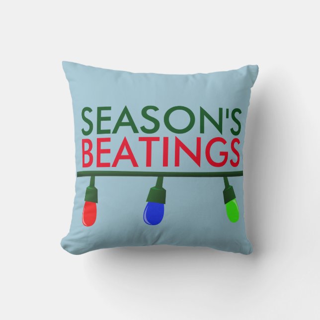 Funny Christmas Pillows, Season's Beatings Cushion (Front)