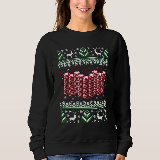 Funny Christmas Poker Chips Ugly Sweater (Front)