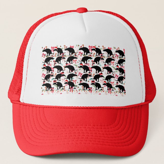 Funny Christmas Pooping Dogs Pattern Trucker Hat (Front)