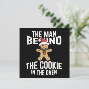 Funny Christmas Pregnancy Man Behind Cookie Holiday Card