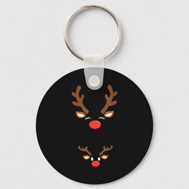 Funny Christmas Pregnancy Reindeer Pregnancy Annou Key Ring (Front)