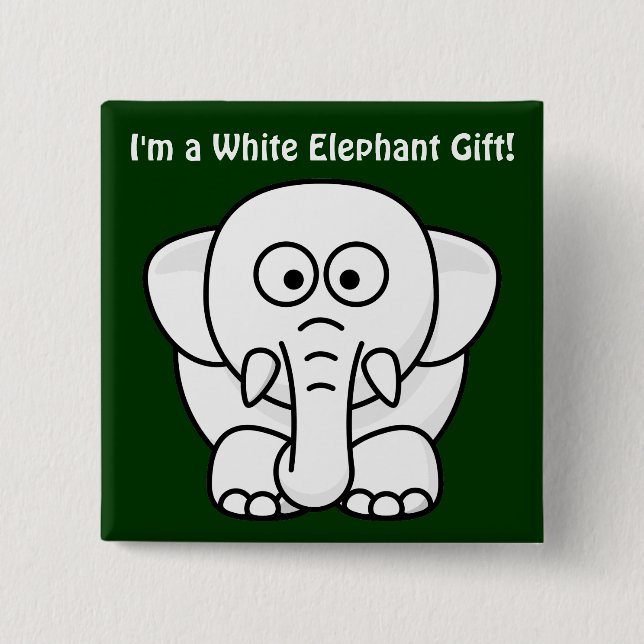 Funny Christmas Present: Real White Elephant Gift! 15 Cm Square Badge (Front)