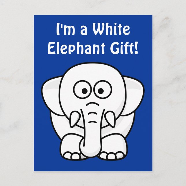 Funny Christmas Present: Real White Elephant Gift! Announcement Postcard (Front)
