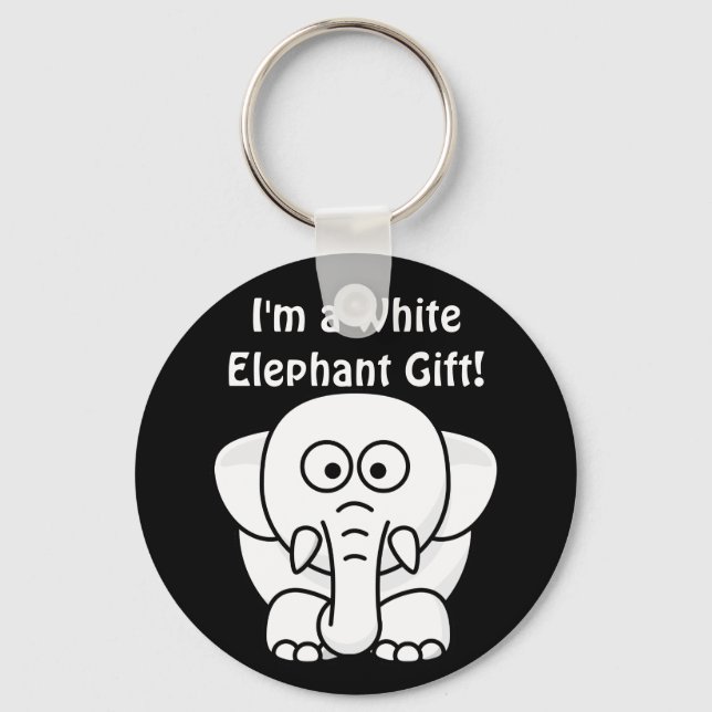 Funny Christmas Present: Real White Elephant Gift! Key Ring (Front)