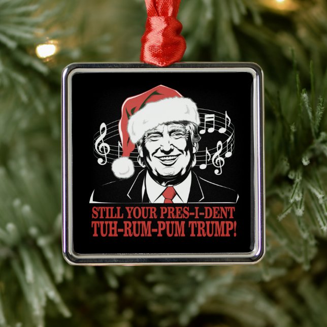 Funny Christmas President Trump Pyjamas Ugly Xmas Metal Tree Decoration (Tree)