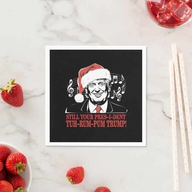 Funny Christmas President Trump Pyjamas Ugly Xmas Napkin (Insitu)