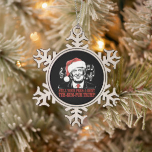 Funny Christmas President Trump Pyjamas Ugly Xmas Snowflake Pewter Christmas Ornament
