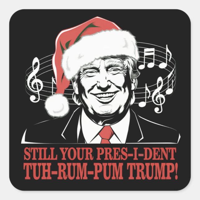 Funny Christmas President Trump Pyjamas Ugly Xmas Square Sticker (Front)