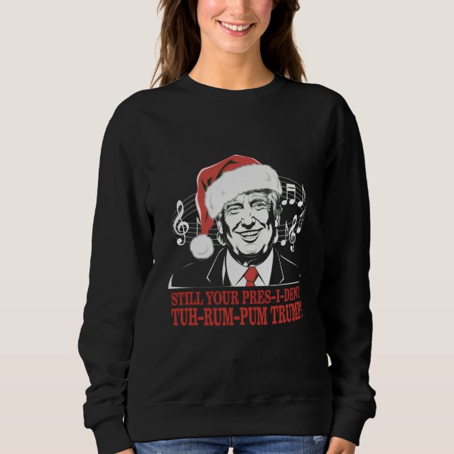 Funny Christmas President Trump Pyjamas Ugly Xmas Sweatshirt (Front)