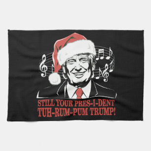 Funny Christmas President Trump Pyjamas Ugly Xmas Tea Towel