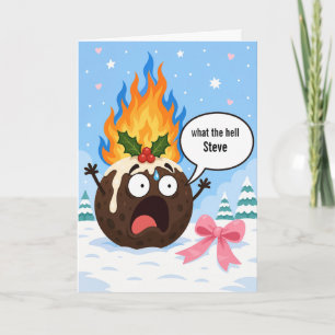 Funny Christmas Pudding Personalised Card