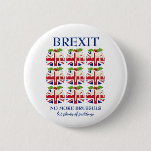 Funny   Christmas Pudding   UNION JACK   BREXIT 6 Cm Round Badge