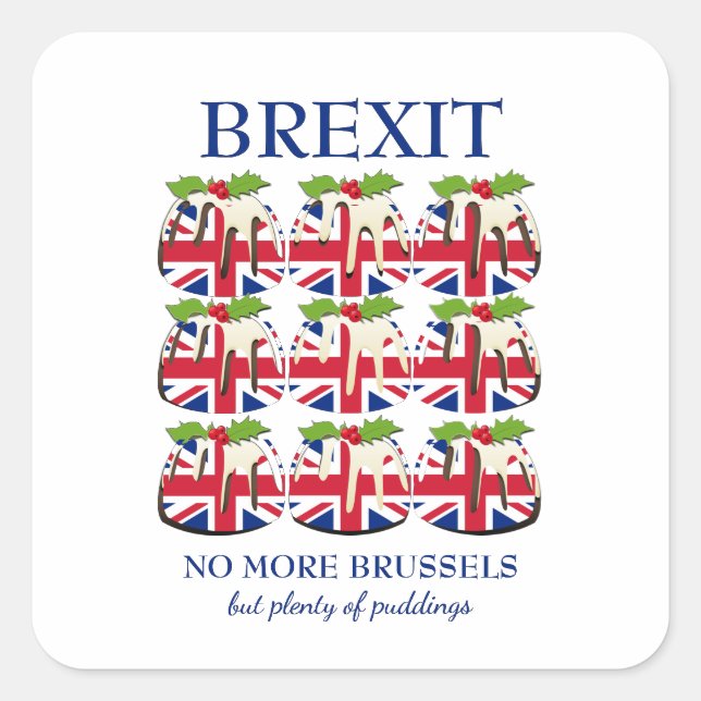 Funny | Christmas Pudding | UNION JACK | BREXIT Square Sticker (Front)